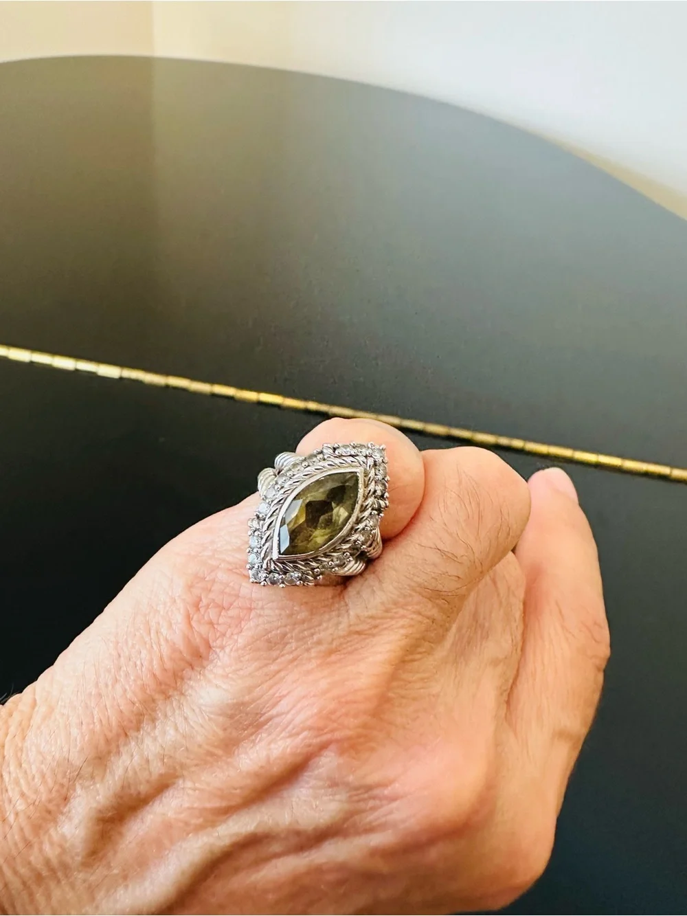 Judith Ripka Luxury Designer Couture Runway RARE Authentic Formal Silver Ring